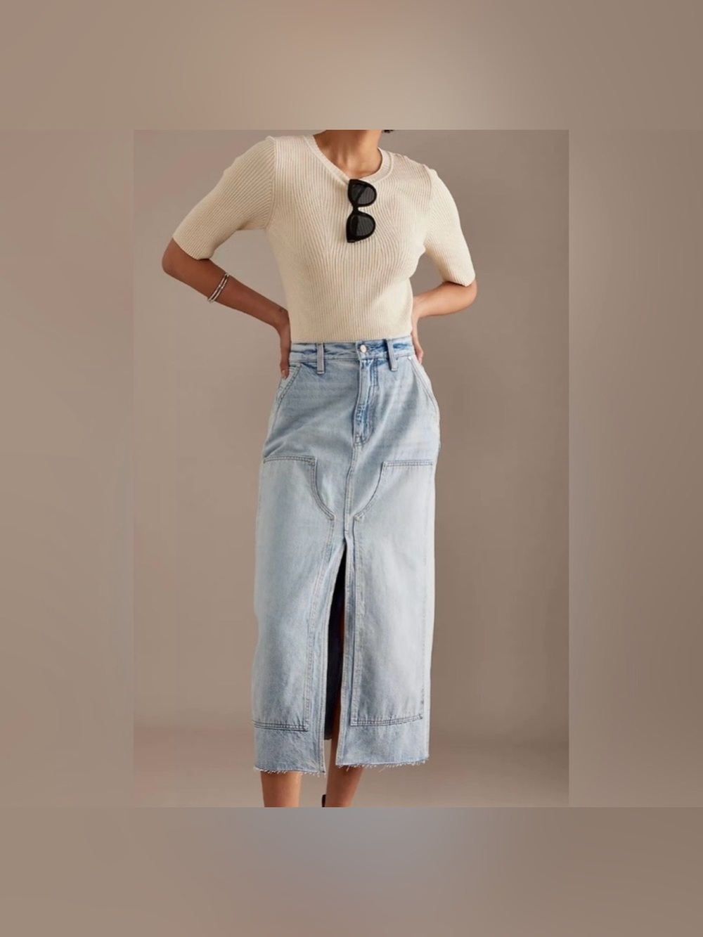 Pistola Alice Denim High-Rise
Split-Front Midi Skirt